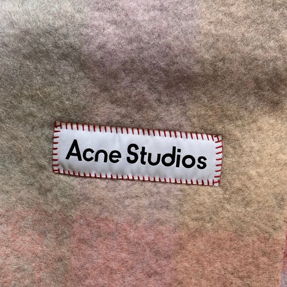 Acne Studios Checked Mohair-Blend Scarf – Pink/Beige/Red - Picture 4 of 7